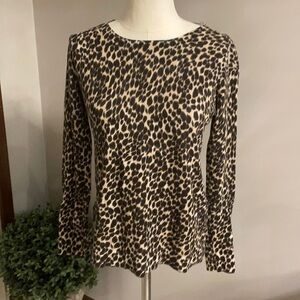 J CREW  leopard 100% cotton women’s teddie lightweight sweater. Size XS